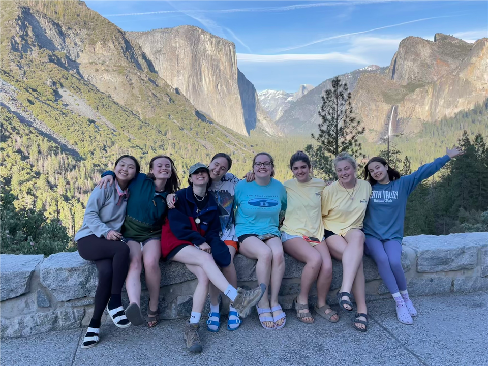 Paula S. '23 and friends at Yosemite National Park during the California AWAY trip